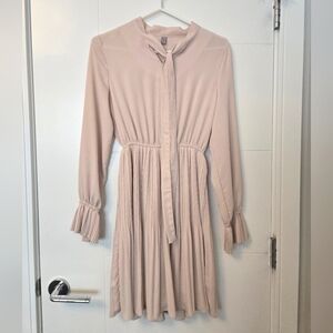Elegant Blush Pink Pleated Dress